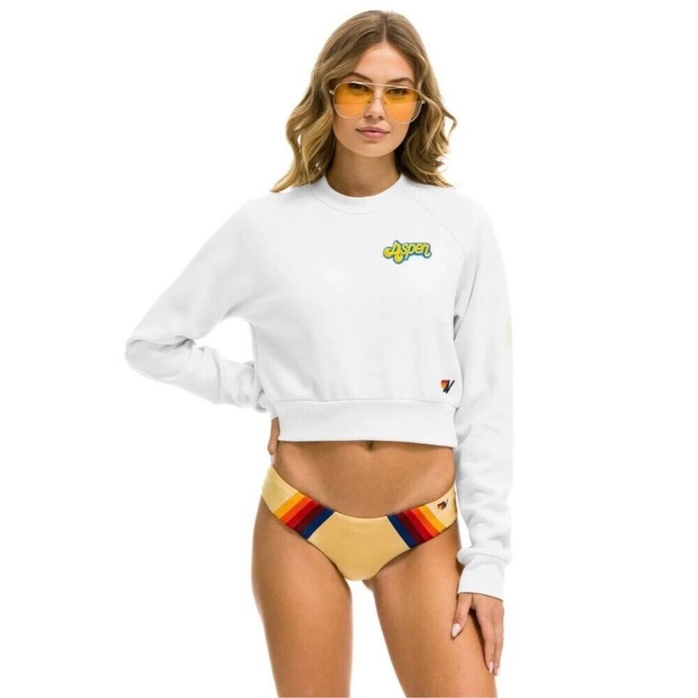 Aviator Nation Aspen Cropped Crewneck Sweatshirt M